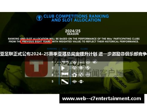 亚足联正式公布2024-25赛季亚冠总奖金提升计划 进一步激励各俱乐部竞争